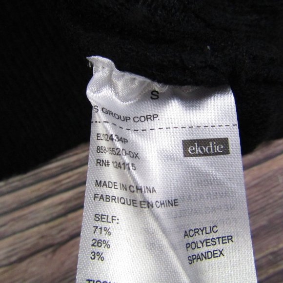 Elodie NEW Small Black Crewneck Sweater Knit Ribbed Comfy Winter Soft - Picture 7 of 8